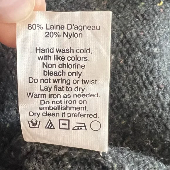 J Crew Women’s Lambswool Large Sweater Jeweled Donegal Pullover Gray Embellished - Picture 10 of 10